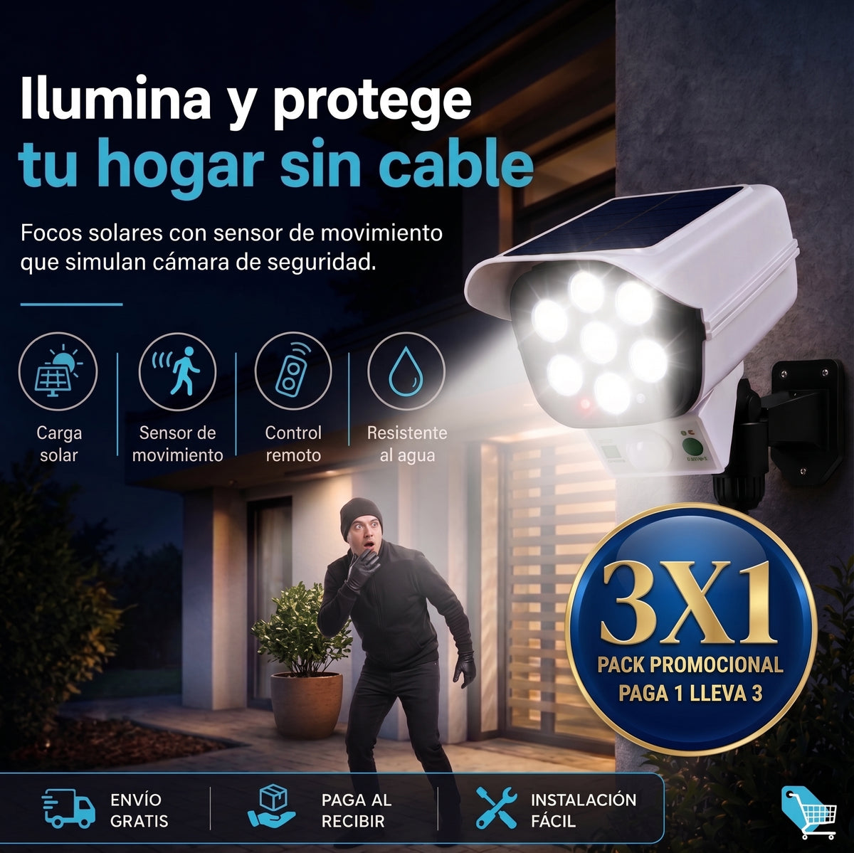 Foco Led Solar- Tipo Cámara